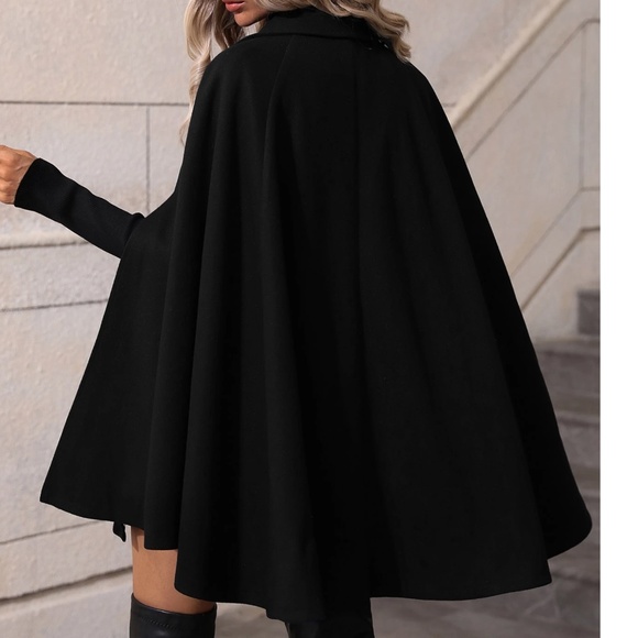 Classic Double Button Cape Sleeve Loose Fit Jacket Coat - Picture 6 of 10